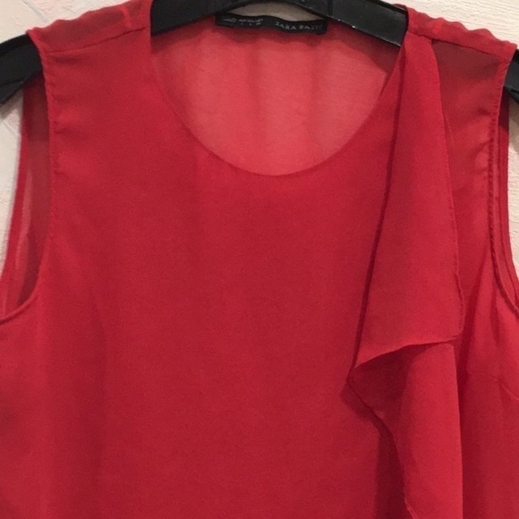 2/$20 Zara Sleeveless Semi-Sheer Red Blouse - Picture 3 of 4
